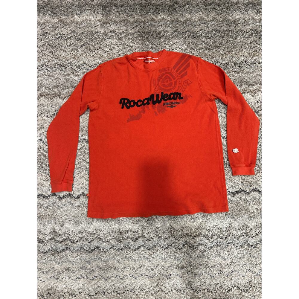 Rocawear Y2K Orange Long Sleeve Thermal Shirt Men’s Size 2XL(READ DESCRIPTION)